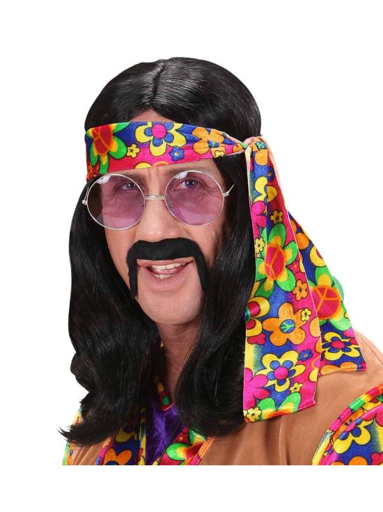 Peruca Hippie Flower Power para fantasias