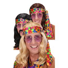 Peruca Hippie Flower Power para fantasias