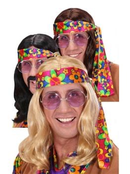 Peruca Hippie Flower Power para fantasias