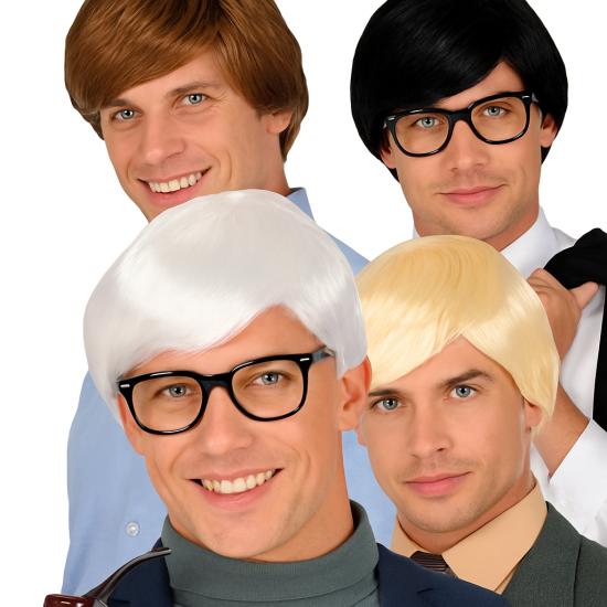Peruca estilo intelectual retrô masculina – 4 cores disponíveis