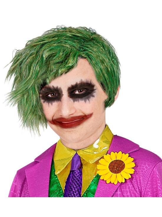 Peruca infantil estilo Coringa verde - acessório para fantasia de Batman