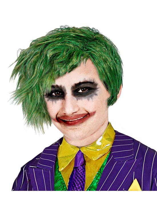 Peruca infantil estilo Coringa verde - acessório para fantasia de Batman
