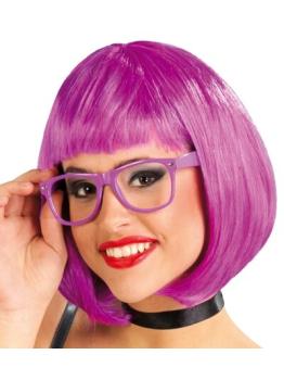 Peruca de cabelo lilás médio