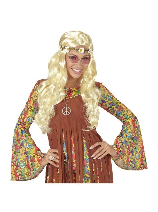 Peruca de flores loira medieval ou hippie