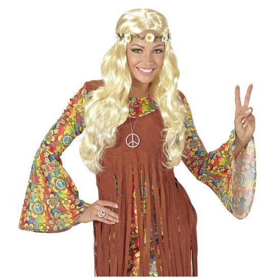 Peruca de flores loira medieval ou hippie Peruca de flores loira medieval ou hippie