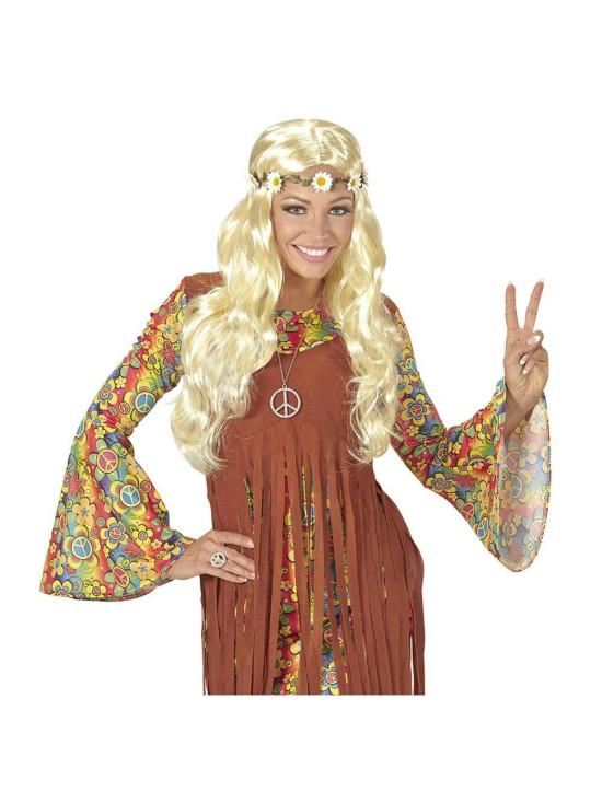 Peruca de flores loira medieval ou hippie