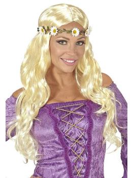 Peruca de flores loira medieval ou hippie
