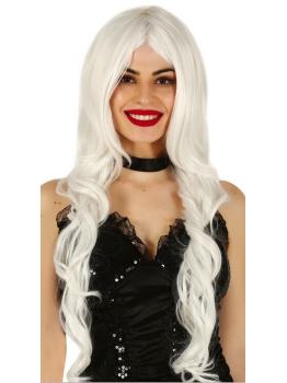 Peruca comprida de cabelo branco