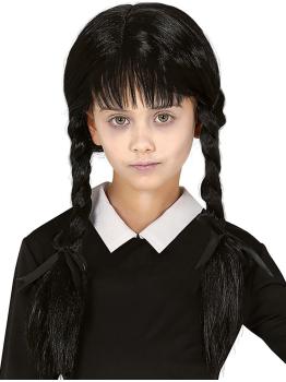 Peruca de quarta-feira Addams infantil econômica
