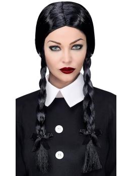 Quarta-feira Addams peruca preta