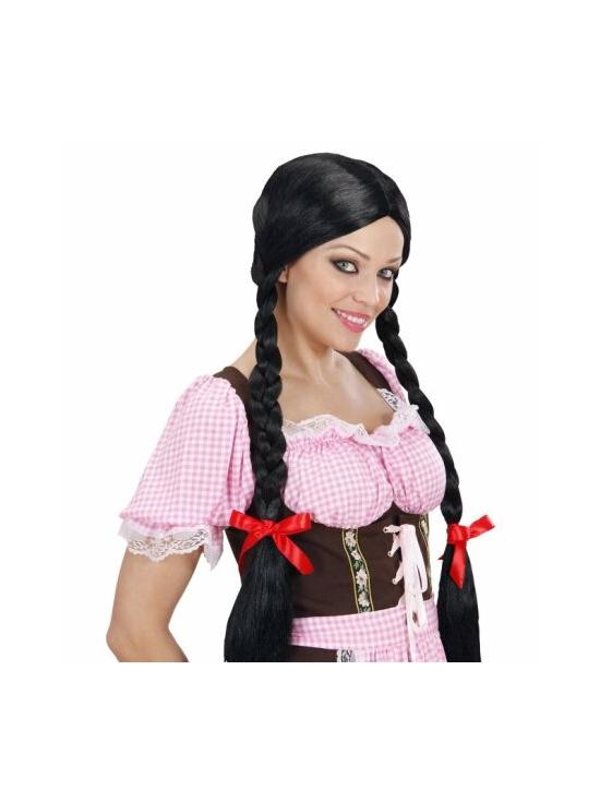 Peruca dirndl preta com tranças