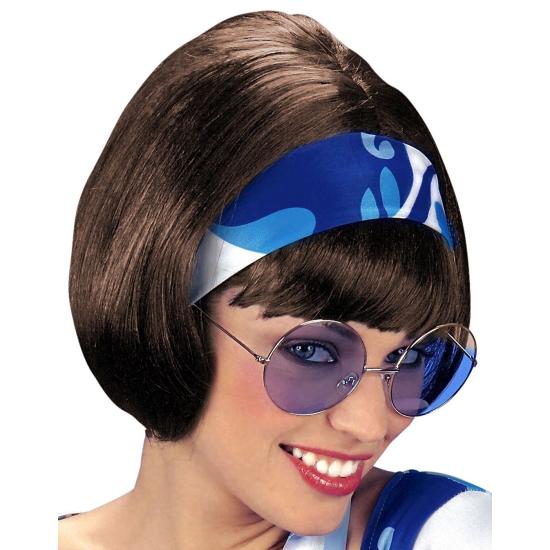 Peruca feminina marrom dos anos 70