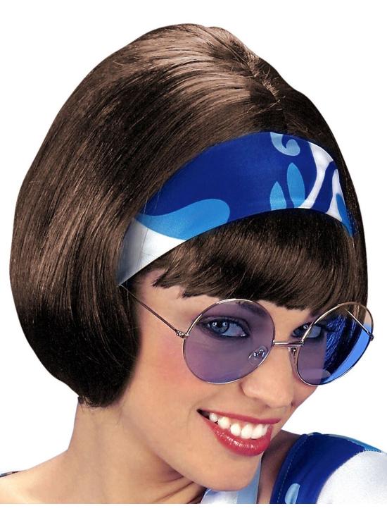 Peruca feminina marrom dos anos 70
