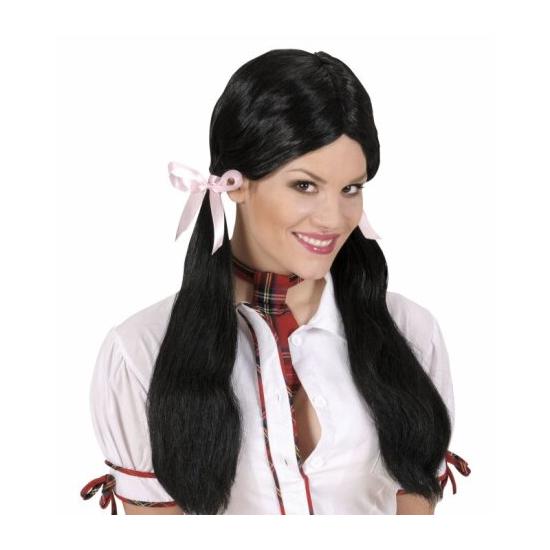 Peruca preta com tranças estudante Peruca preta com tranças estudante