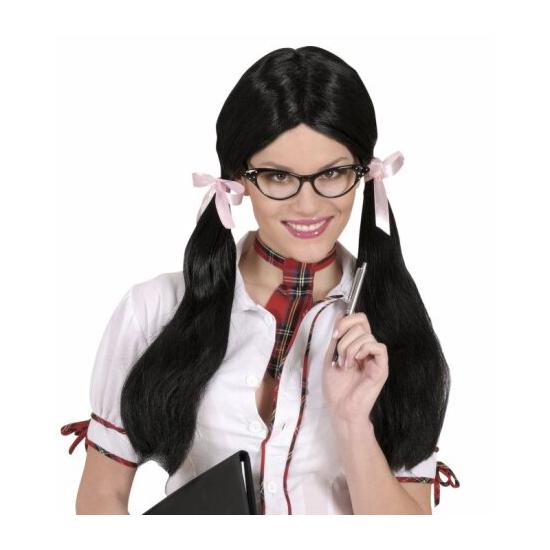 Peruca preta com tranças estudante Peruca preta com tranças estudante