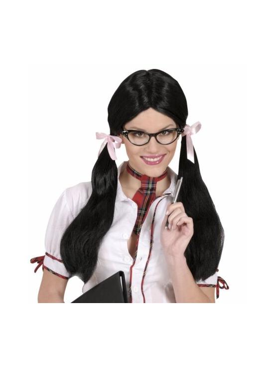 Peruca preta com tranças estudante
