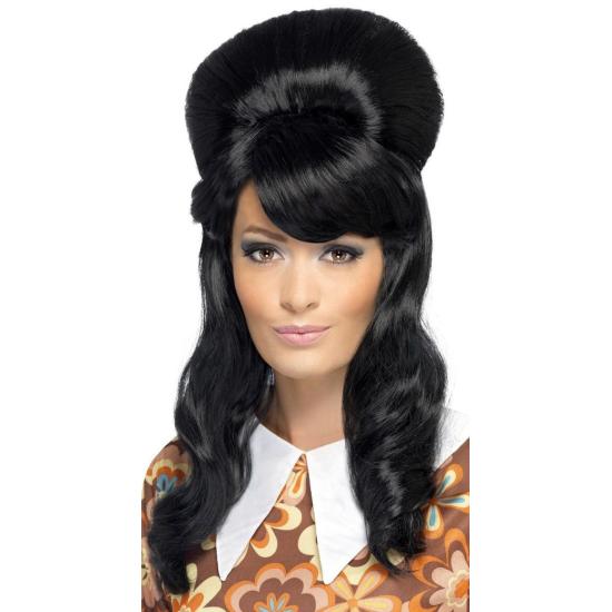Peruca Preta com Coque Anos 70