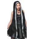 Peruca extra longa preta e branca de Halloween