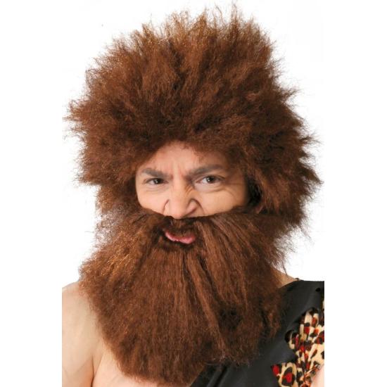 Peruca de barba de náufrago ou homem das cavernas Peruca de barba de náufrago ou homem das cavernas