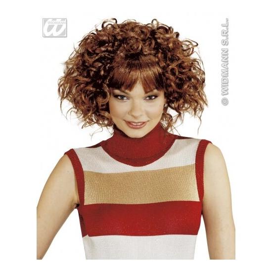 Peruca ondulada com franja vermelha