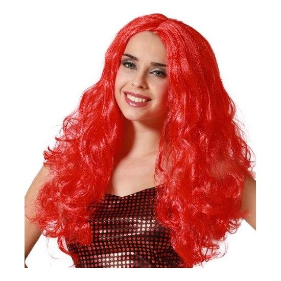 Peruca de personagem vermelha ondulada
