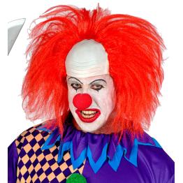 Peruca de palhaço careca com cabelo ruivo - Fantasia de palhaço de circo e terror