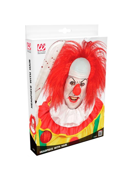 Peruca de palhaço careca com cabelo ruivo - Fantasia de palhaço de circo e terror