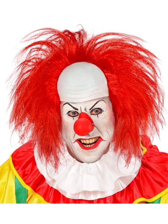 Peruca de palhaço careca com cabelo ruivo - Fantasia de palhaço de circo e terror