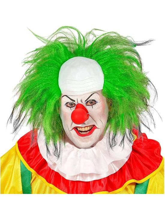 Peruca de palhaço careca com cabelo verde - Fantasia de palhaço de circo e terror