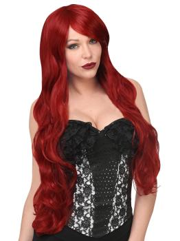 Peruca cosplay em espiral ruiva longa