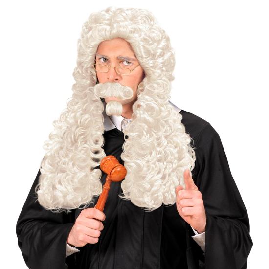 Peruca Época Branca com Bigode e Cavanhaque.