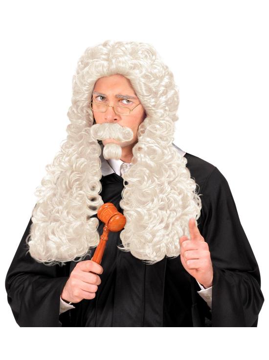 Peruca Época Branca com Bigode e Cavanhaque.