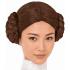 Peruca castanha da Princesa Leia com coques trançados