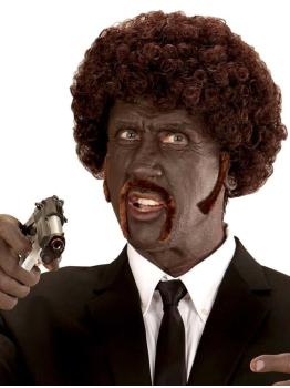 Peruca estilo Pulp Fiction com bigode afro e costeletas...