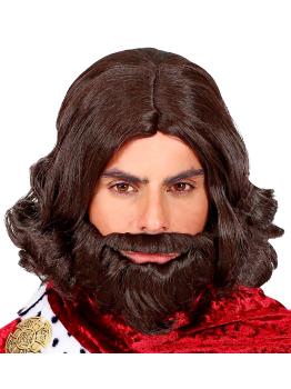 Peruca Rei Medieval com Barba.