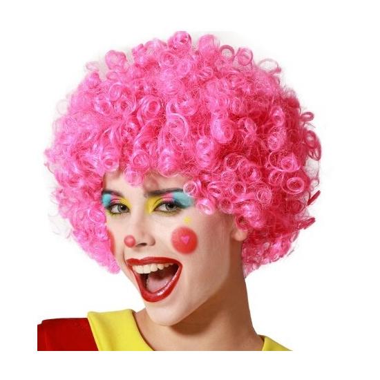 Peruca de festa rosa encaracolada
