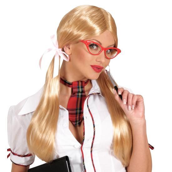Peruca loira com tranças de estudante Peruca loira com tranças de estudante