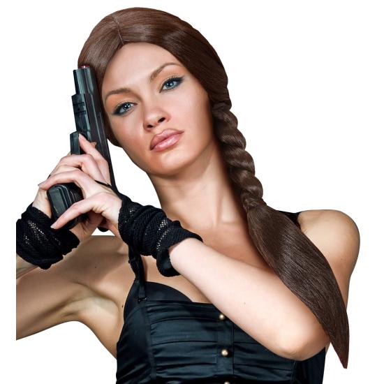 Peruca de trança longa Tom Raider Brown Croft Peruca de trança longa Tom Raider Brown Croft