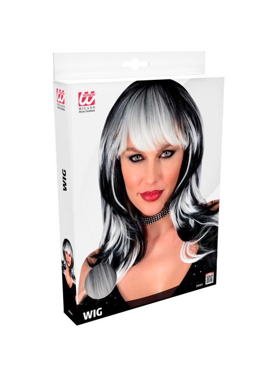 Peruca de Vampiro – Longa com Franja (Preto/Branco e Preto/Vermelho)
