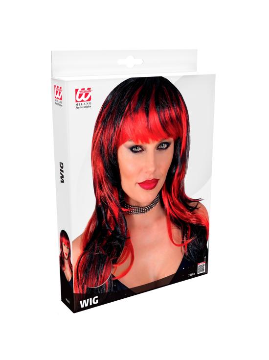 Peruca de Vampiro – Longa com Franja (Preto/Branco e Preto/Vermelho)