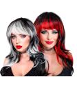 Peruca de Vampiro – Longa com Franja (Preto/Branco e Preto/Vermelho)