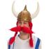 Peruca viking vermelha com bigode em estojo