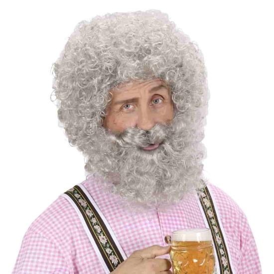 Peruca cinza e barba para fantasia