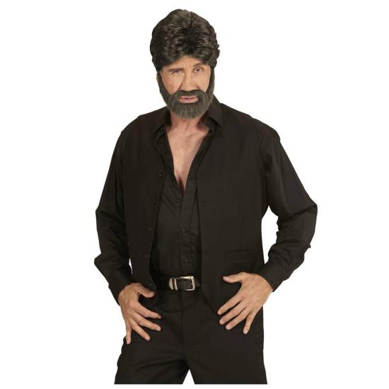 Peruca e barba masculina castanha casual