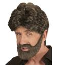Peruca e barba masculina castanha casual