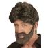 Peruca e barba masculina castanha casual