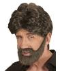 Peruca e barba masculina castanha casual