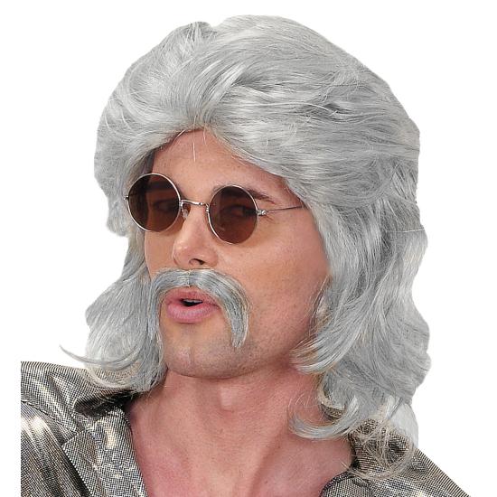 Peluca y Bigote de los años 70 gris Peluca y Bigote de los años 70 gris