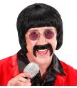 Peruca e bigode de músico preto dos anos 70