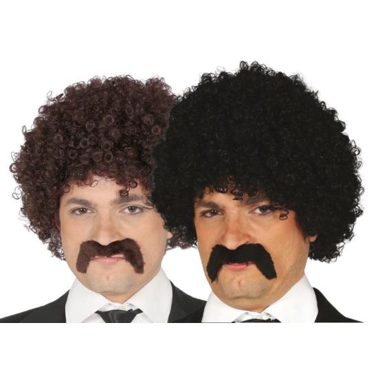 Peluca y bigote rizada para hombre 2 colores Peluca y bigote rizada para hombre 2 colores